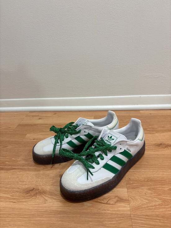 adidas Sambae Women's Shoes Cloud White Green IE9105 - Picture 2 of 6